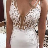 Mermaid Sleeveless V-neck Wedding Dresses  - Thumbnail 2