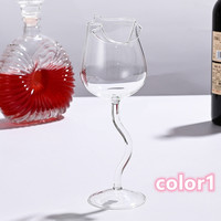 Romantic atmosphere rose shape double high-footed red wine glass household champagne glass - Thumbnail 2