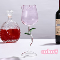 Romantic atmosphere rose shape double high-footed red wine glass household champagne glass - Thumbnail 4