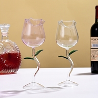 Romantic atmosphere rose shape double high-footed red wine glass household champagne glass - Thumbnail 5