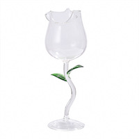 Romantic atmosphere rose shape double high-footed red wine glass household champagne glass - Thumbnail 6