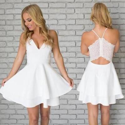 Spaghetti strap v neck prom dress with front split - Thumbnail 2