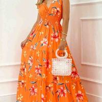 Fashion Sexy Sleeveless Print V-Neck Dress - Thumbnail 1