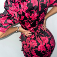 Sexy Women's Printed Short Sleeve Dress - Thumbnail 2