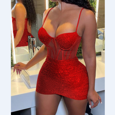 Sexy sling sleeveless sequin dress - Thumbnail 2