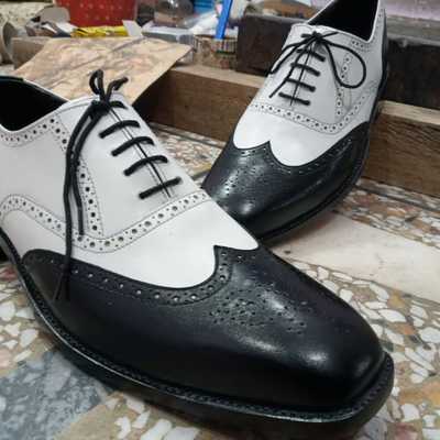 Best christmas two tone oxfords leather lace up shoes - Thumbnail 2