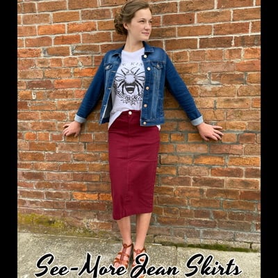 CHERRY MID-LENGTH DENIM SKIRT Sale