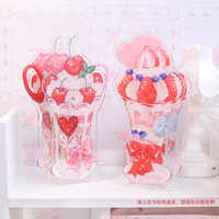 Original pen holder acrylic transparent cute creative desktop decoration ins large capacity storage bucket makeup brush bucket - Thumbnail 2
