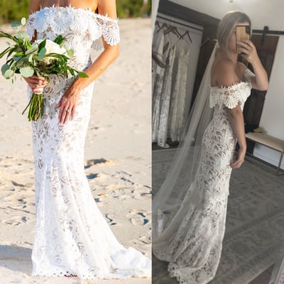 Beach lace wedding dresses white wdp - Thumbnail 2