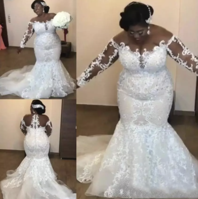 Plus Size Wedding Dresses Bridal Gown with Lace Appliques Beading