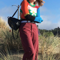 Y2K STRIPED FLOWER KNIT SWEATER - Thumbnail 4