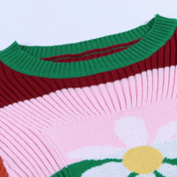 Y2K STRIPED FLOWER KNIT SWEATER - Thumbnail 7