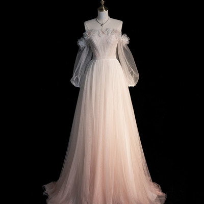 Lovely gradient pink long prom dress evening dress - Thumbnail 3