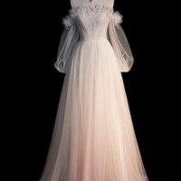 Lovely gradient pink long prom dress evening dress - Thumbnail 3