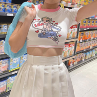 Love Heart Girl Printed Crop Top - Thumbnail 4