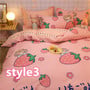 Pink Strawberry Rabbit Sheet Quilt Four-piece Set -3