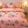 Pink Strawberry Rabbit Sheet Quilt Four-piece Set -4