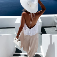 Sexy Women's Apricot Sleeveless Dress - Thumbnail 3