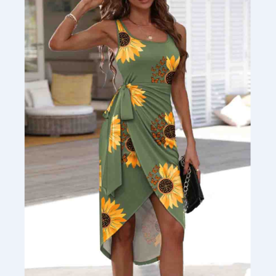 Elegant Women'S Printed Sleeveless Dress