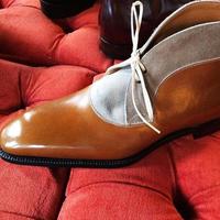 New Western Style Grey Brown Leather Suede Boot, Handmade Lace Up Formal Boot - Thumbnail 1