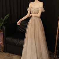 Cute sequins long prom dress A-line evening dress - Thumbnail 2