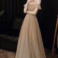 Cute sequins long prom dress A-line evening dress - Thumbnail 3