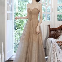 Cute sequins long prom dress A-line evening dress - Thumbnail 5