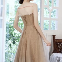Cute sequins long prom dress A-line evening dress - Thumbnail 8