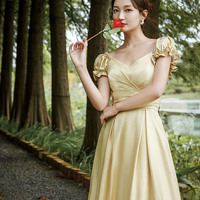 Simple V-neck long prom dress A-line evening dress - Thumbnail 3