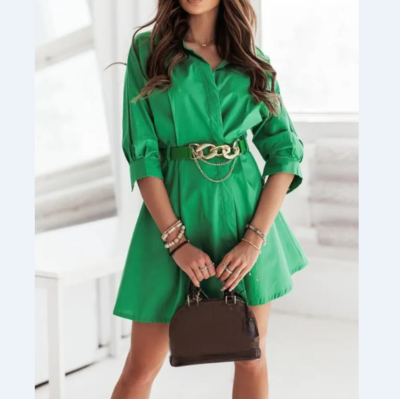 Women's Solid Color Long Sleeve Dress