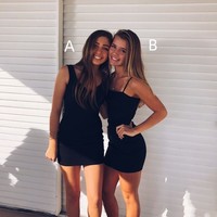 SP2228,Black Homecoming Dresses Satin Prom Dress Short Party Dresses - Thumbnail 1