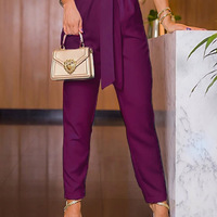 Solid Color Fashion Sexy V-Neck Sleeveless Jumpsuit - Thumbnail 2