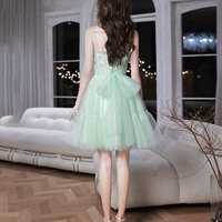 Green lace short prom dress homecoming dress - Thumbnail 6