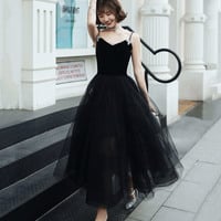 Black tulle short prom dress A-line homecoming dress - Thumbnail 1