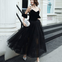 Black tulle short prom dress A-line homecoming dress - Thumbnail 2