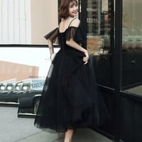 Black tulle short prom dress A-line homecoming dress - Thumbnail 4