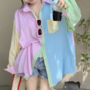 Pastel Color Stripe Blouse Shirt-2