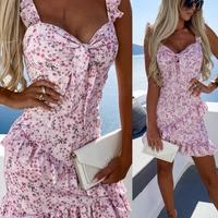 Fashion Sexy V-Neck Sling Print Sleeveless Dress - Thumbnail 2