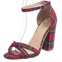 New Open-toe Sexy Plaid High-Heeled Buckle Women's Sandals Size 43 M5741 - Thumbnail 3