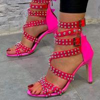 Summer High Heel Sandals Women Stiletto Sexy Rhinestone Sandals Open toe 43 Size Sandals F8416 - Thumbnail 1