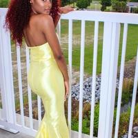 Strapless Open Back Yellow Mermaid Satin Prom Dresses - Thumbnail 1
