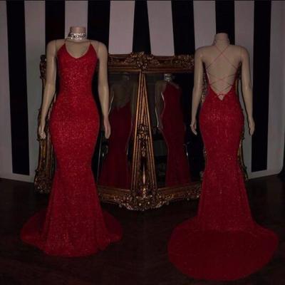 Off the shoulder mermaid backless sequins prom dresses - Thumbnail 4