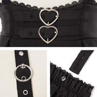 Dream Outlook Summer 2way Heart Buckle Flared Strap Skirt - Thumbnail 5