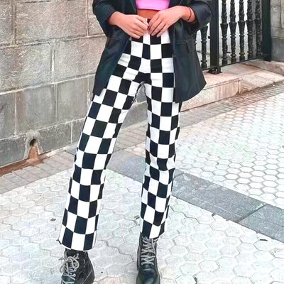 Y2k checkerboard trousers