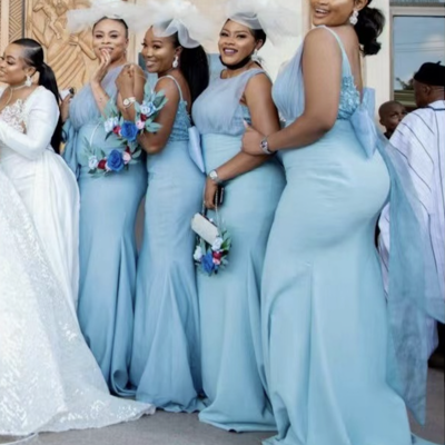 Sky blue bridesmaid dresses mermaid bd09 - Thumbnail 2