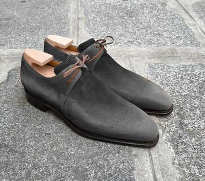 Unique Men's Hand Stitch Grey Chukka Lace Up Suede Formal Shoes
