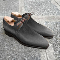 Unique Men's Hand Stitch Grey Chukka Lace Up Suede Formal Shoes - Thumbnail 1