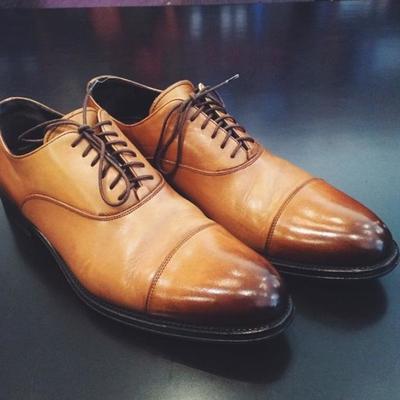 Hot sale men's tan hand stitch cap toe lace up leather casual wear shoes - Thumbnail 3