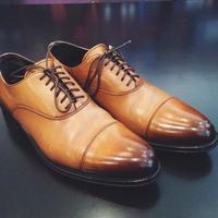 Hot Sale Men's Tan Hand Stitch Cap Toe Lace Up Leather Casual Wear Shoes - Thumbnail 1