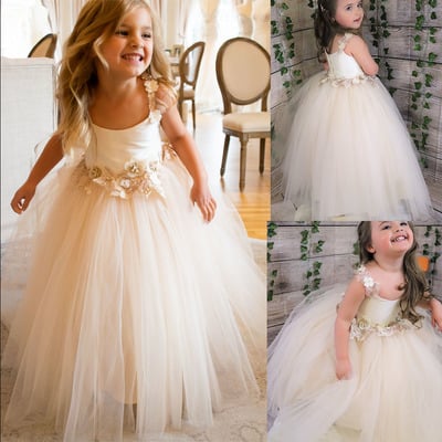 Flower girl dresses with 3d flowers fd78 - Thumbnail 3
